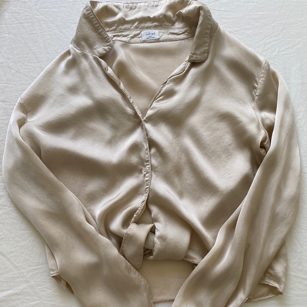Silk Tie Front Blouse from Aritzia